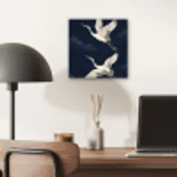 Kraanvogels - Nachthemel - Blauw aluminium wit klein -sfeer5
