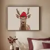 Hert - Kerst - Muts - Dieren - Winter - Grappig Textielframe zwart klein -sfeer1