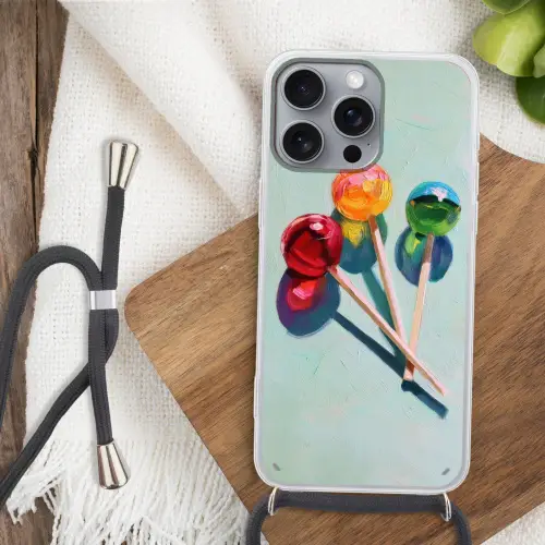 Lollys - Schaduw - Drie - Blauw Hoesje iPhone 16 Pro Max met koord klein -sfeer4