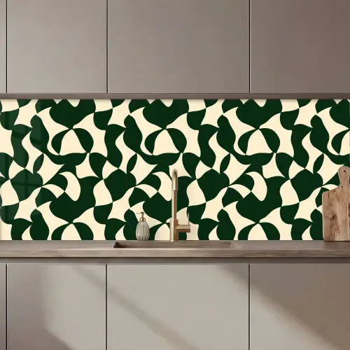 Groen - Organische vlakken - Crème keuken achterwand 2 middel 871 zz_3dshopping