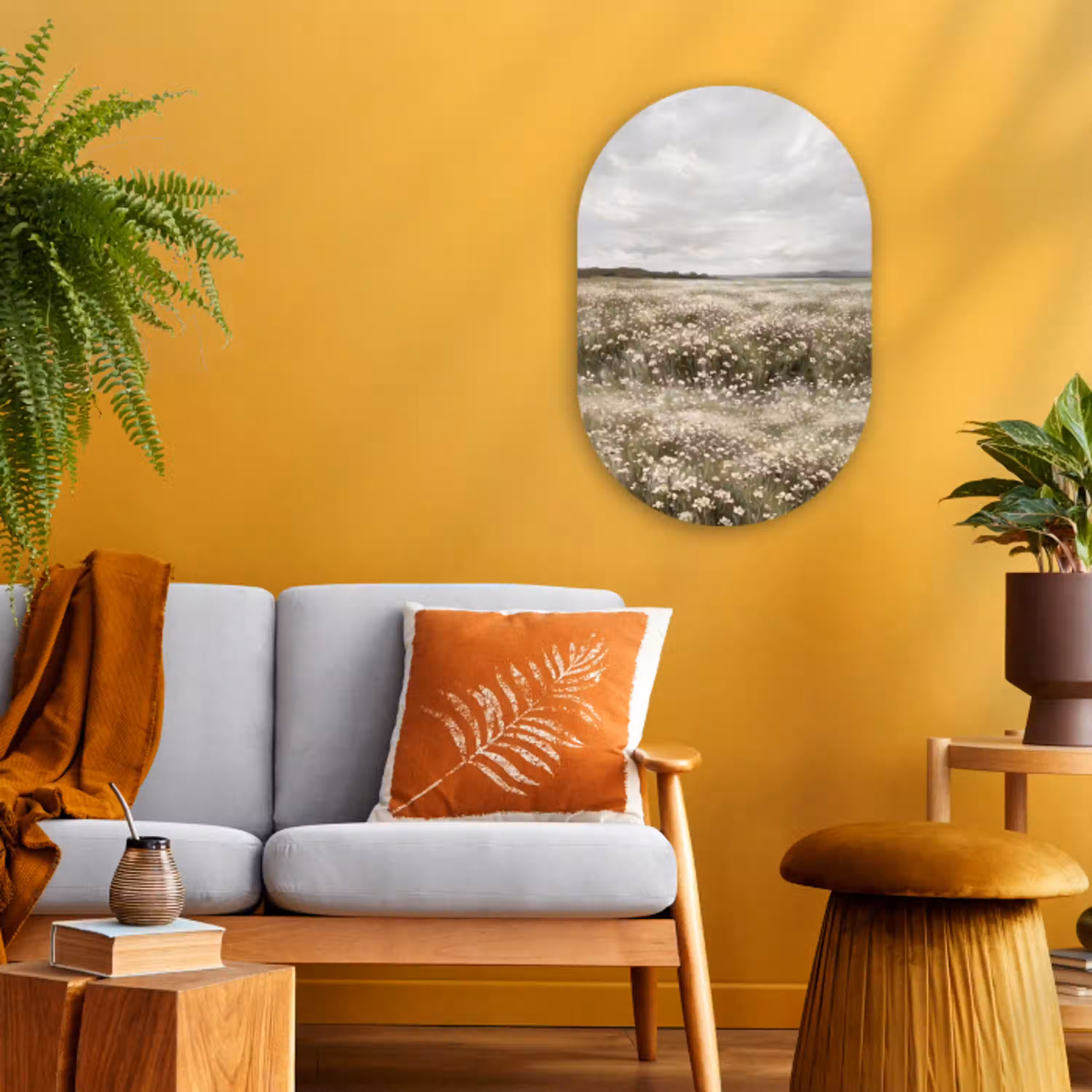 Illustratie - Landschap - Wit Wandcirkel Ovaal Forex klein -sfeer4