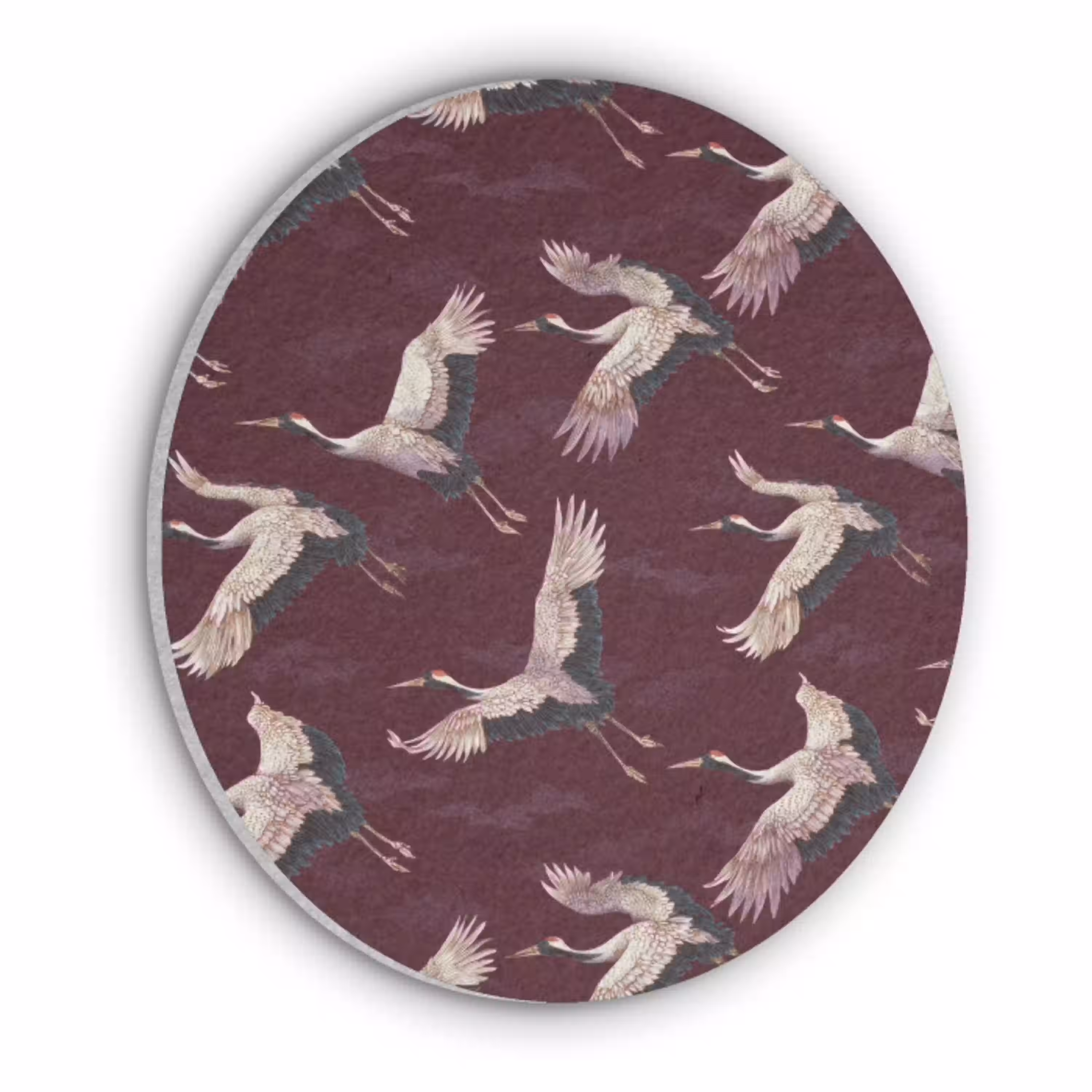 Kraanvogels - Klassiek - Bordeaux Akoestische PET Vilt - Rond klein 838 -3d