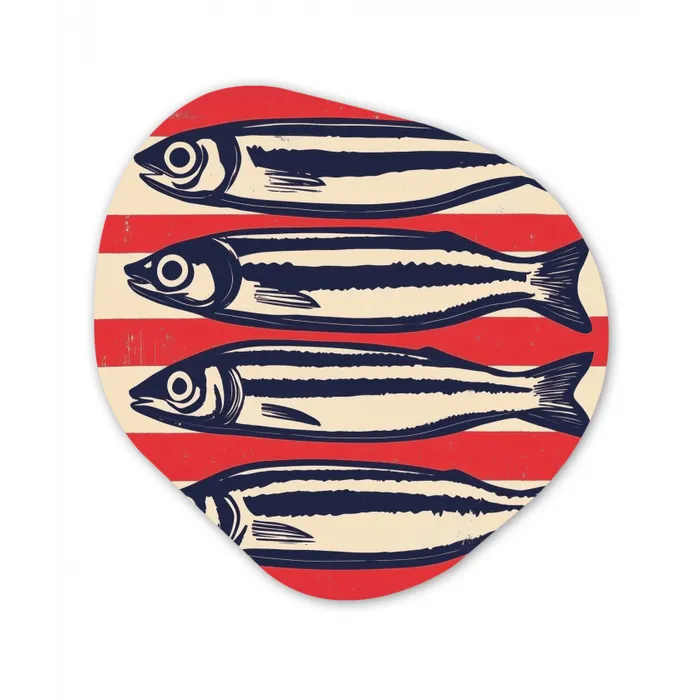 Sardines - Rood en beige strepen Wandcirkel Organisch Forex 3mm klein -3d