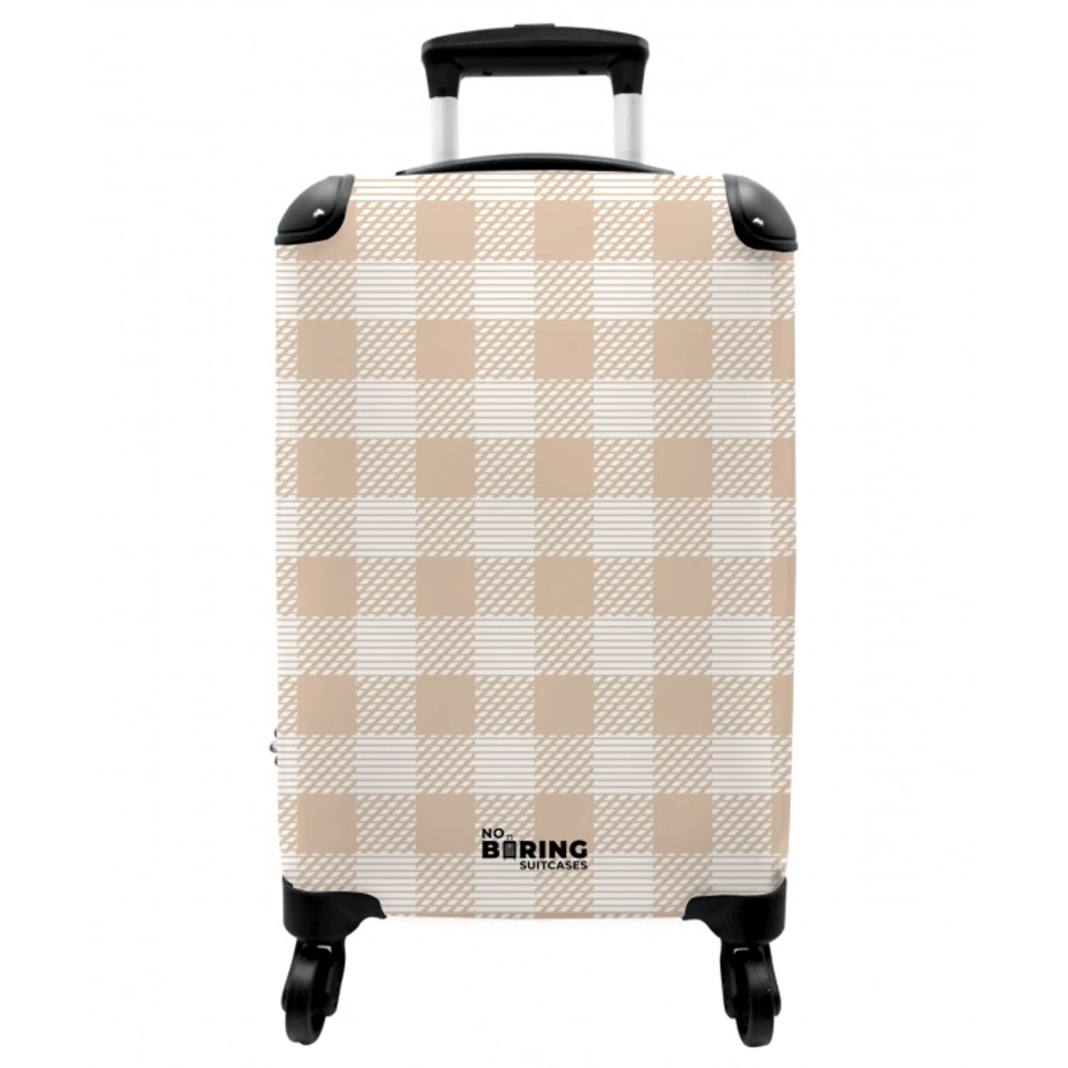 Geruit patroon in beige en crème met textuuraccenten NBS - Handbagage koffer - Vrouwen middel -3d