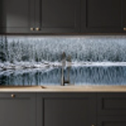 Bos - Reflectie - Meer - Winter - Serene keuken achterwand 2 middel -sfeer1