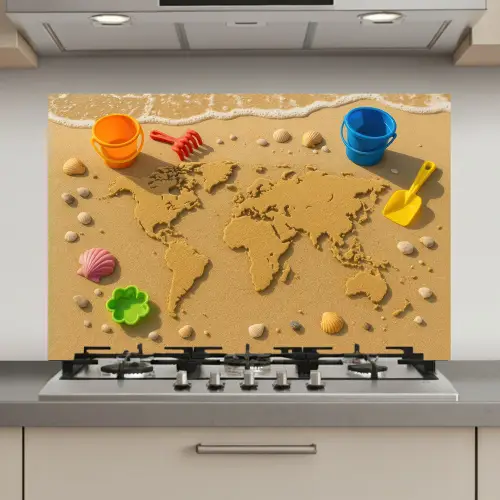 Wereldkaart - Zand - Kleurrijk - Zomer keuken achterwand spatscherm klein -3d_website