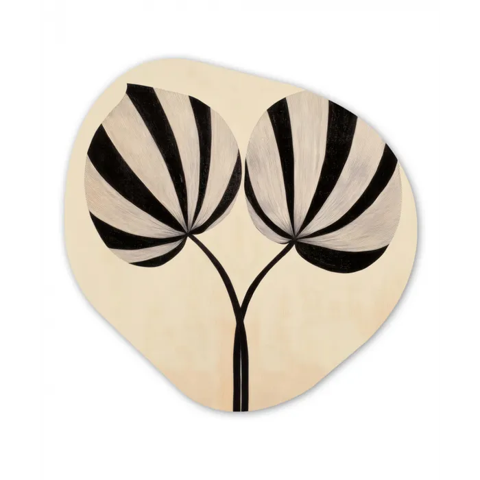 Bladeren - Gestreept - Stengel - Beige Wandcirkel Organisch Plexiglas middel -3d