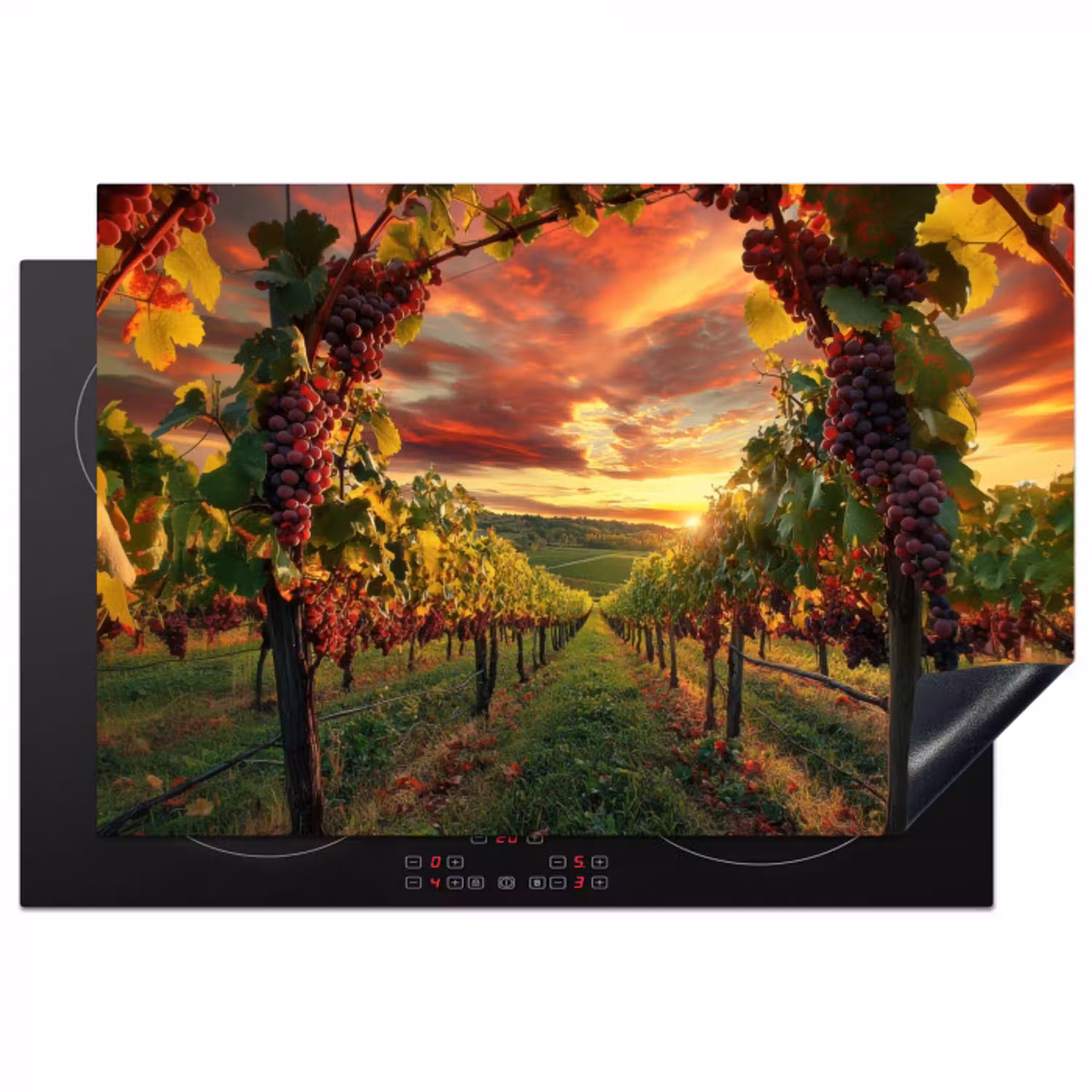 Wijngaard - Druiven - Zonsondergang Inductie beschermer vinyl 3mm klein -3d