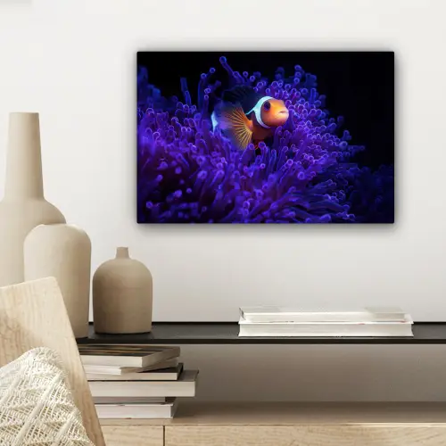 Koraal - Vis - Oranje - Zee canvas 2cm klein -sfeer6