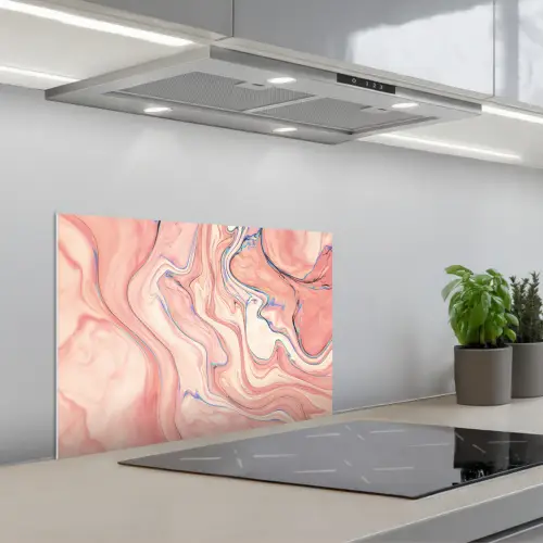 Marmer - Pastel - Roze - Blauw - Marmerlook - Abstract keuken achterwand spatscherm klein -3d_schuin