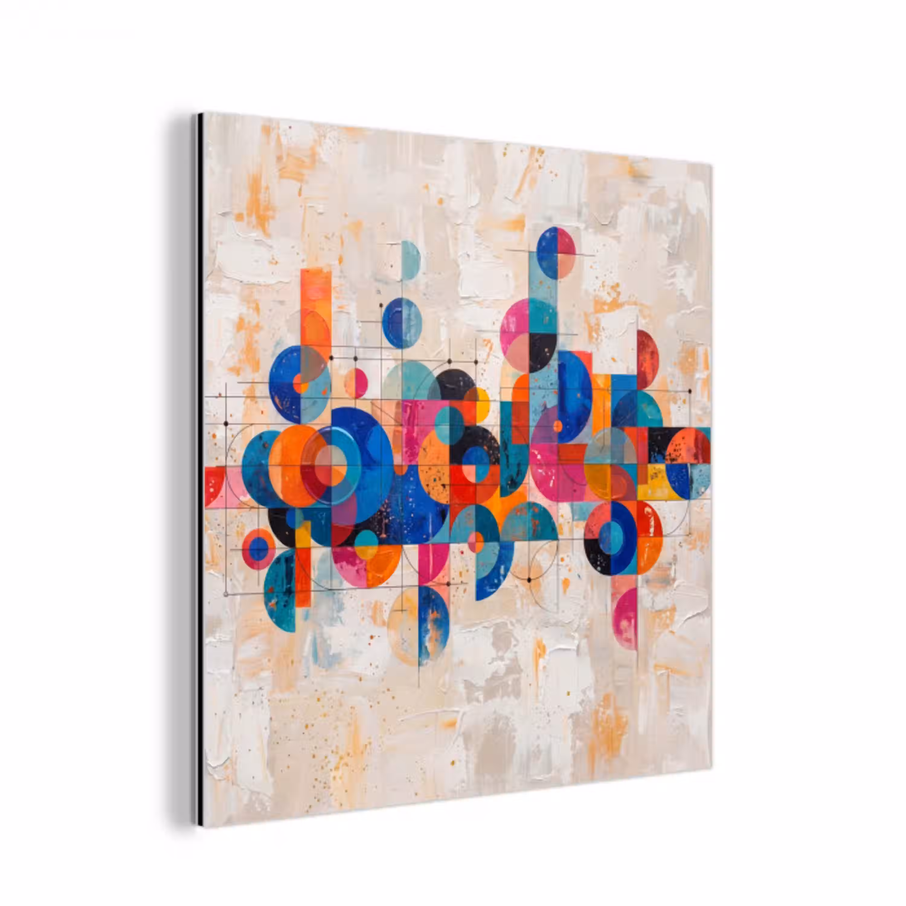 Kunst - Geometrisch - Abstract - Kleurrijk aluminium wit klein -3d