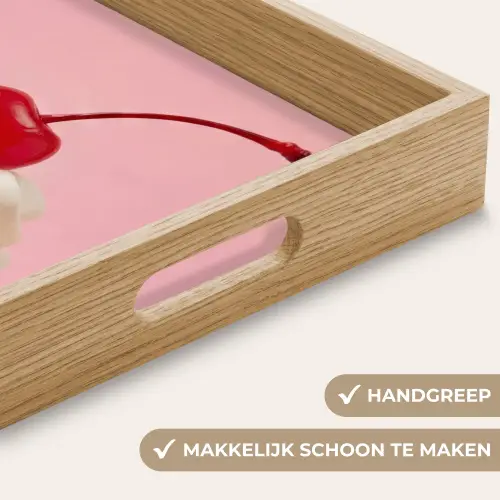Kers - Slagroom - Roze Dienblad Rechthoek middel -USP_HandgreepNL