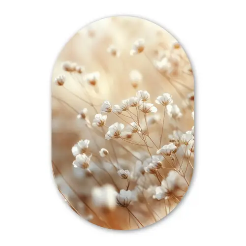 Wilde - Bloemen - Wit Wandcirkel Ovaal Forex klein -3d