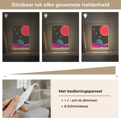 Hemel - Planeten - Felgekleurd Light Box met kabel (Tafellamp) klein -USP_dimbaarNL