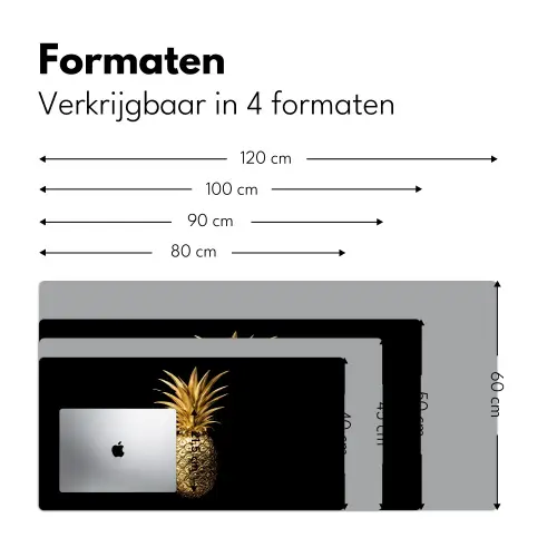 Ananas - Zwart - Goud - Luxe Muismat XXL klein -sfeer5