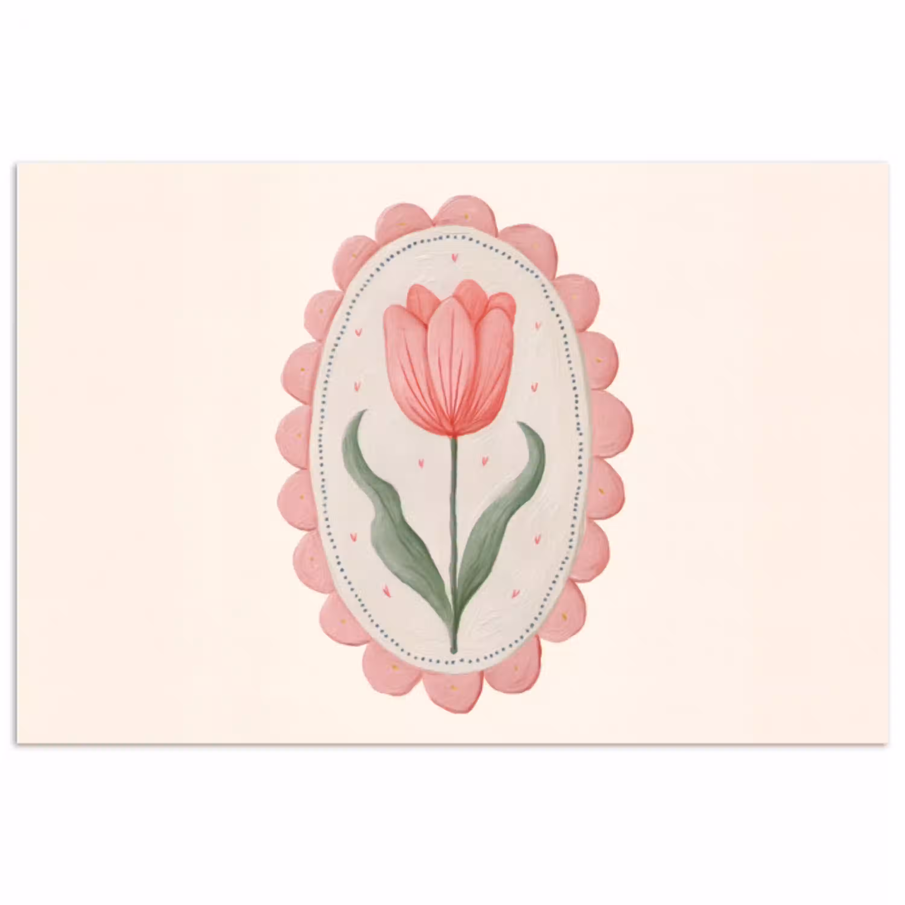Tulp - Lijst - Ovaal - Illustratie poster papier klein -3d