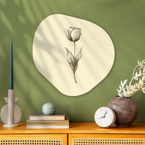 Illustratie - Tulp - Zwart Wandcirkel Organisch Aluminium middel -sfeer2