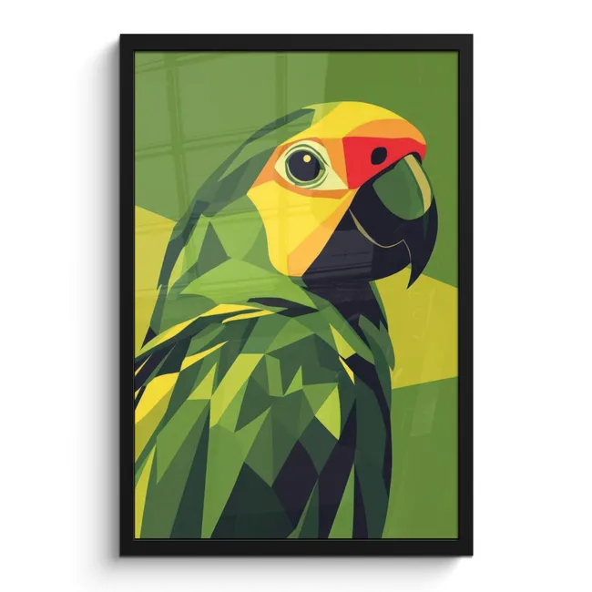 Poster met lijst - Papegaai - Groen - Snavel - Abstract