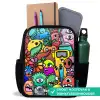 Expressief en druk patroon met monsters Rugzak - Zwart middel -inhoud_NL