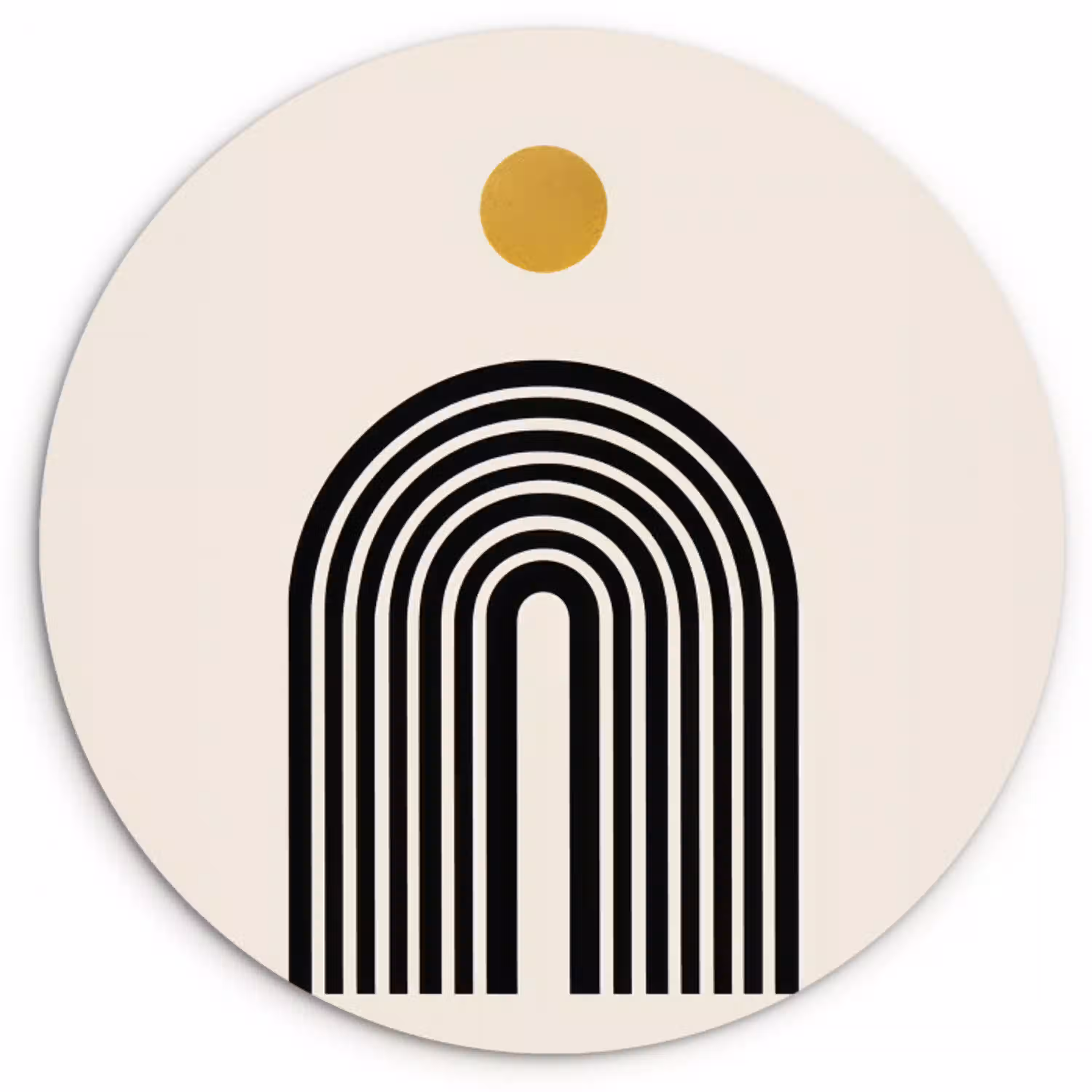 Minimalistisch - Zwarte boog - Gouden cirkel Wandcirkel kunststof plaat 5mm dik klein -3d