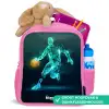 Basketbalspeler in neon dribbelactie Kinderrugzak - Roze middel -inhoud_NL
