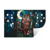 Uil - Mozaïek - Maan - Nacht Muursticker klein -3d