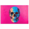Neon - Blauw - Pop-art - Schedel poster papier klein -3d