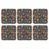 Patroon - Kerst - Symbolen - Blauw onderzetter kurk middel 366 -3d