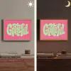 Grateful - Groen - Grafisch - Vloeiend Light Box met batterij (Wandlamp) middel -sfeer3