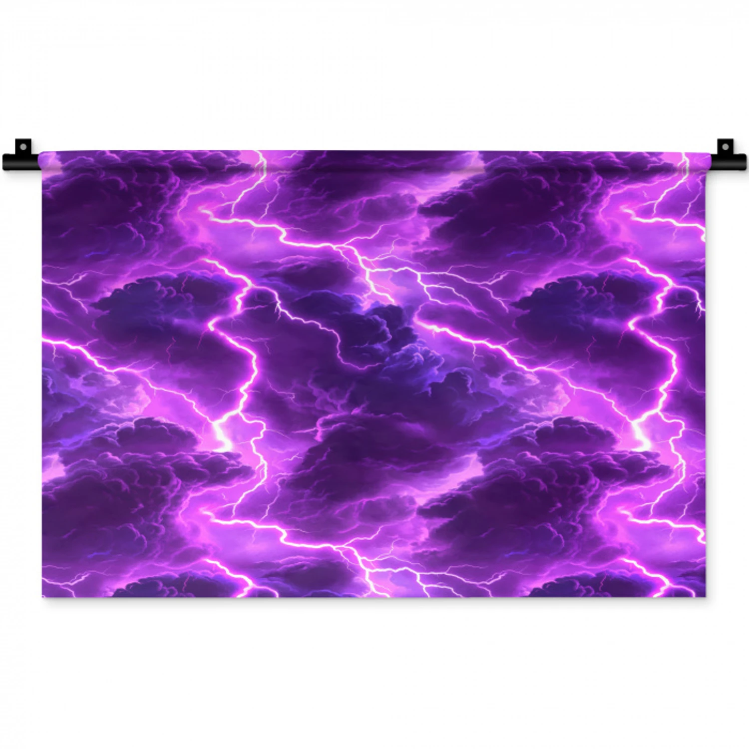 Paars - Bliksem - Wolken Wandkleed katoen klein 269 -zz3d