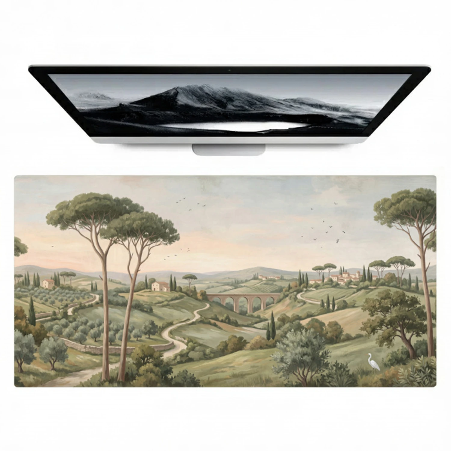 Landschap - Heuvels - Zandpad - Groen Muismat XXL klein -zzz3d