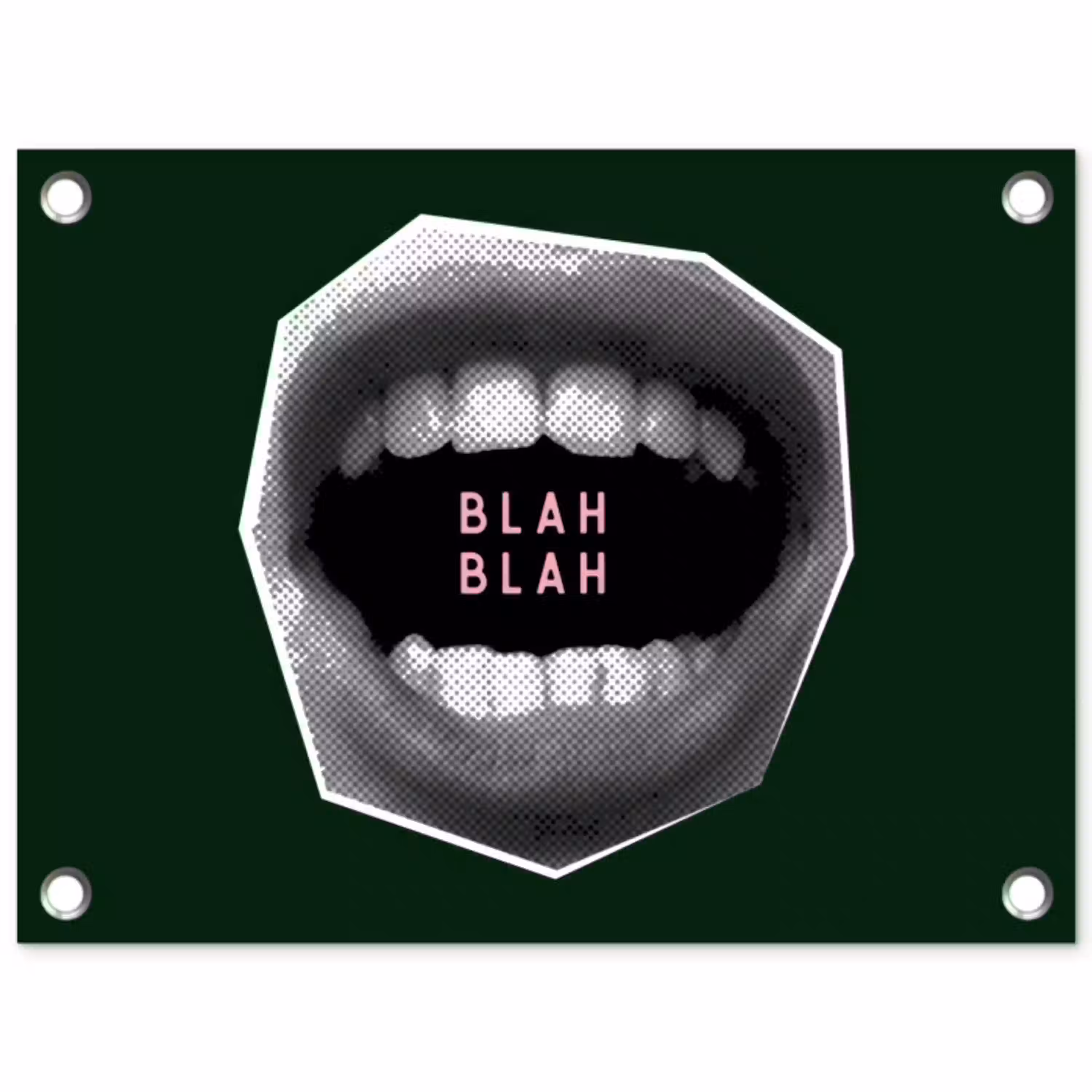 Mond - Groen - Illustratie - BLAH BLAH tuinposter los doek klein -3d
