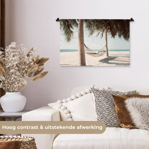 Hangmat - Palmbomen - Strand - Zee Wandkleed katoen klein -sfeer1