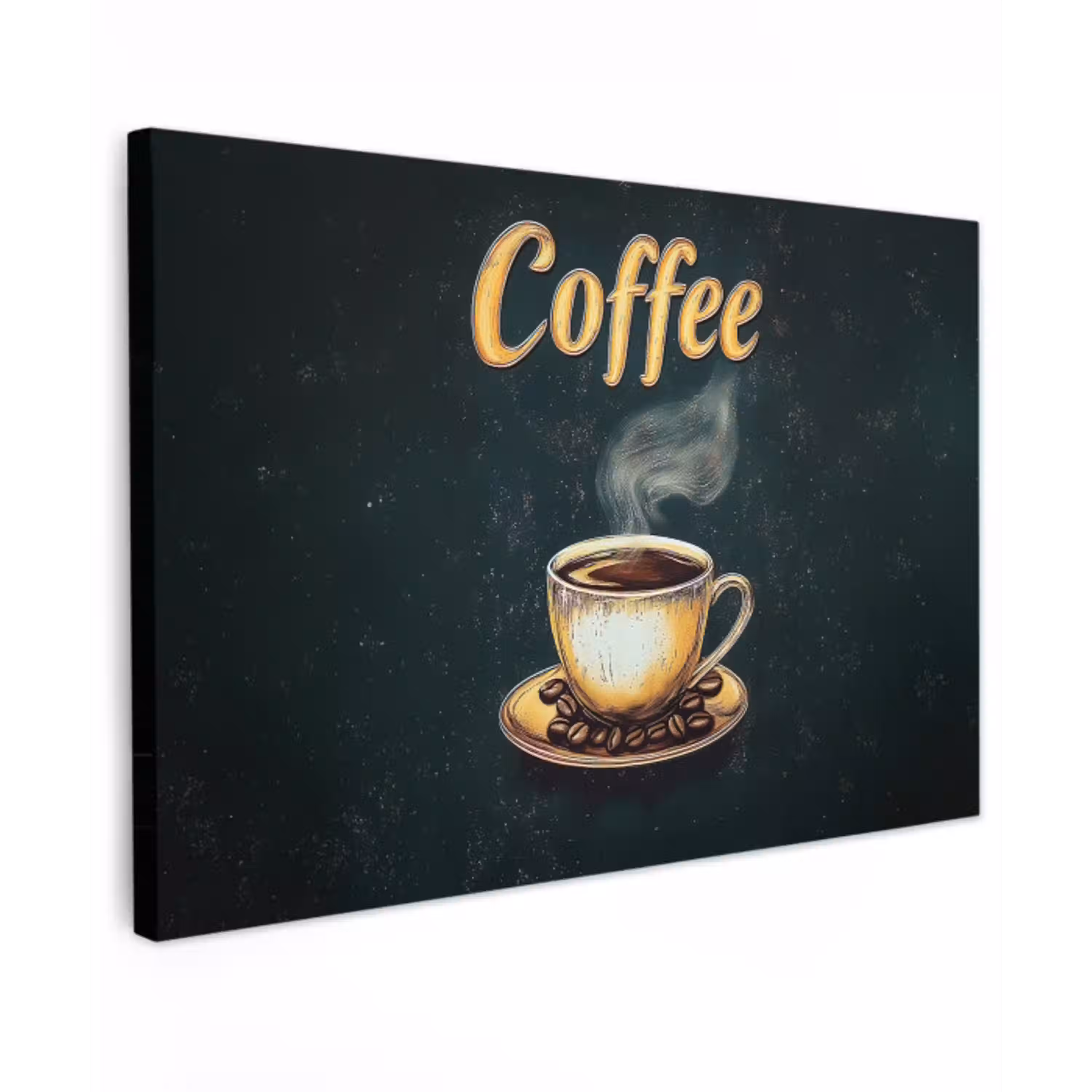 Koffie - Schotel - Koffiebonen - Retro Tuinposter op houten frame 2 cm dik klein -3d