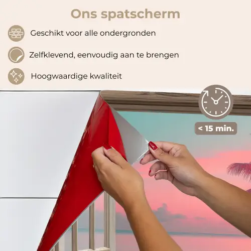 Doorkijk - Strand - Palmboom - Tropisch keuken achterwand spatscherm klein -spatscherm_NL