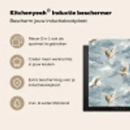 Wolken - Kraanvogels - Blauw Inductie beschermer vinyl 3mm middel 274 -zzzzzzusp-haakje_NL