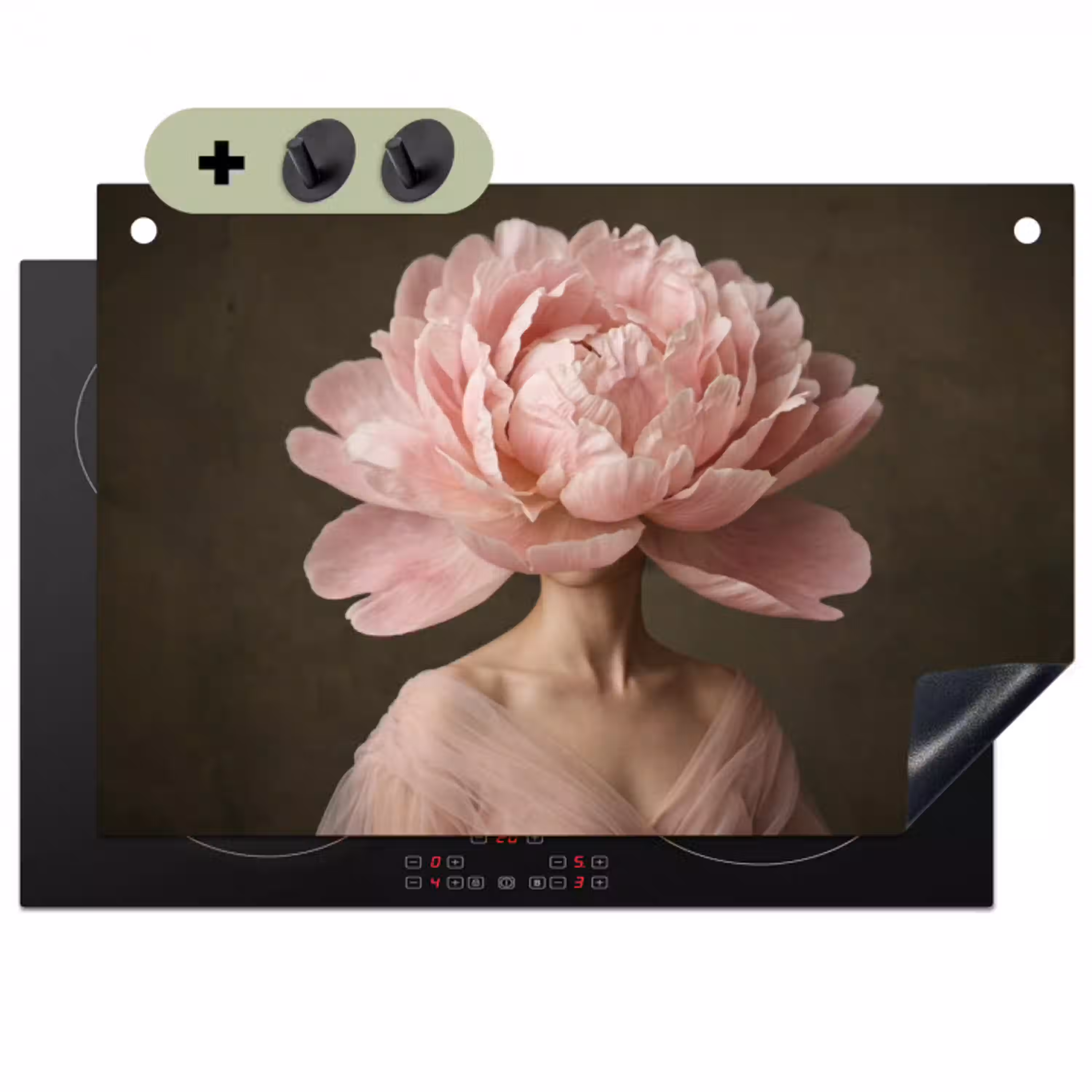 Gezicht - Roos - Roze Inductie beschemer met haakjes klein -3d