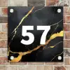 Goud zwart marmer - Modern Naambord Vierkant klein -sfeer2