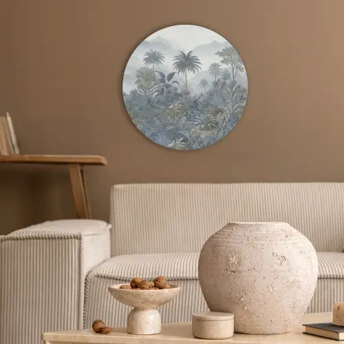 Jungle - Landschap - Blauw Akoestische PET Vilt - Rond klein -sfeer1