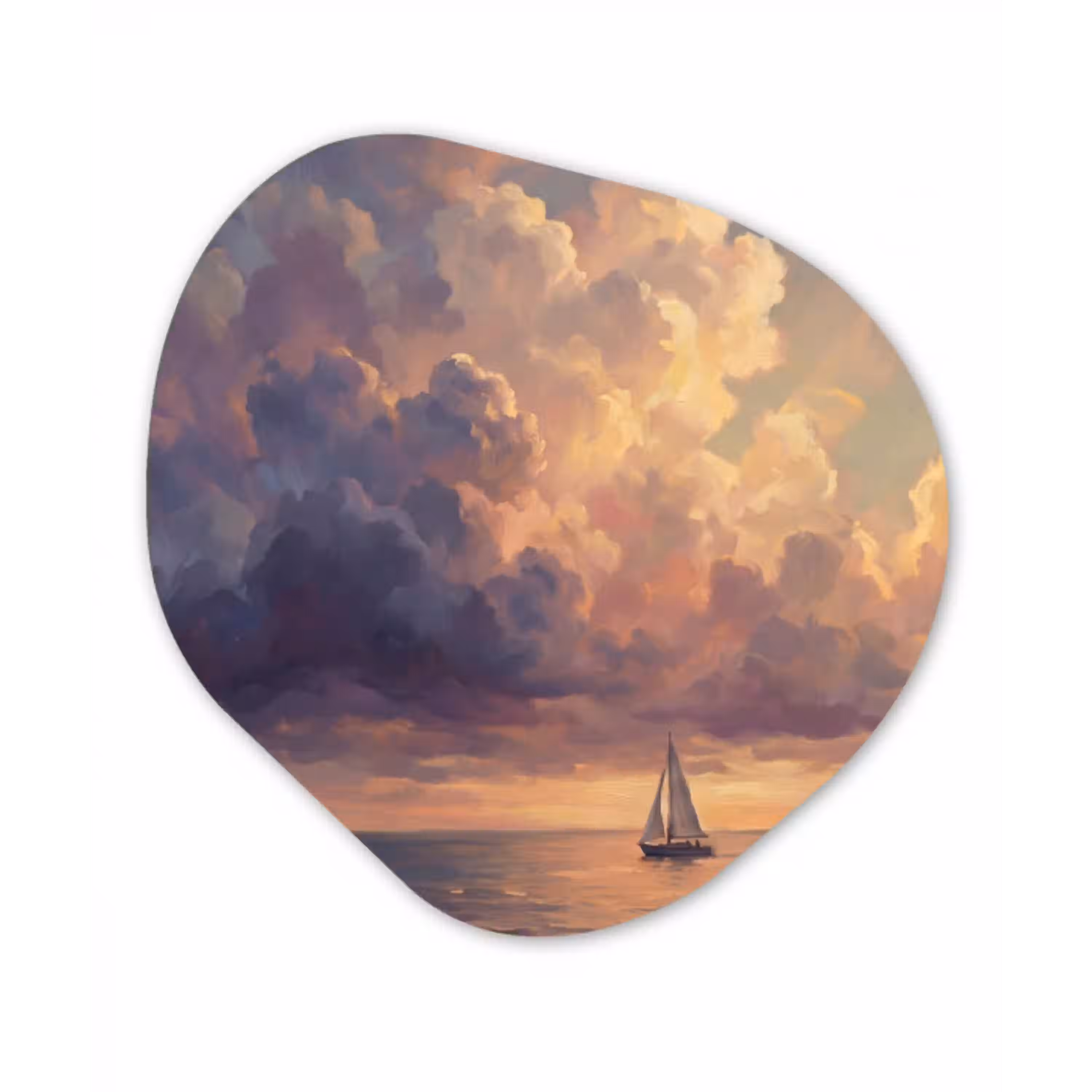 Boot - Zonsondergang - Zee - Natuur - Goud Wandcirkel Organisch Forex 3mm klein -3d