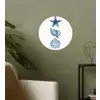 Zeester - Schelpen - Blauw Wandcirkel behangsticker klein -sfeer2