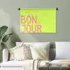 Groen - Smiley - Bonjour - Roze Wandkleed katoen klein -sfeer7
