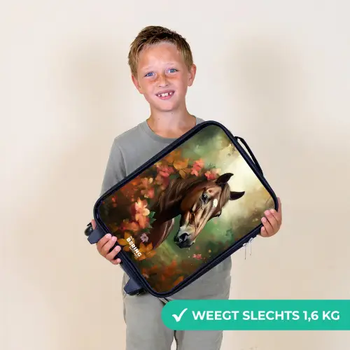 Bruin paard tussen de bloemen Kinderkoffer - Zwart klein -sfeer4_NL