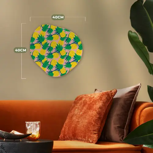 Ananas - Geel - Groen - Tropisch Wandcirkel Organisch Forex 3mm klein 629 -sfeer3