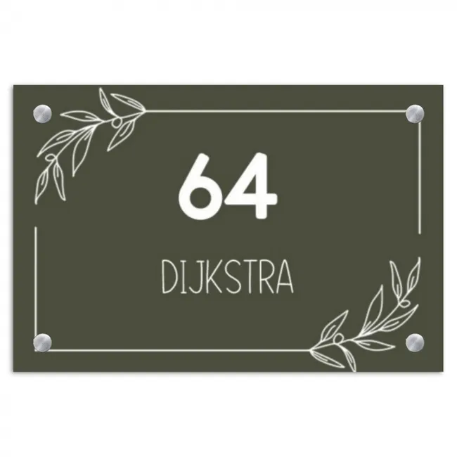 Naambordje voordeur - Rechthoek - Olijfgroen - Modern