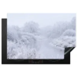 Rivier - Sneeuw - Bos - Winter - Schilderachtig Inductie beschermer vinyl 3mm klein -3d