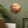 Zonnebloemen - Zonsondergang - Landschap Akoestische PET Vilt - Rond klein -sfeer2