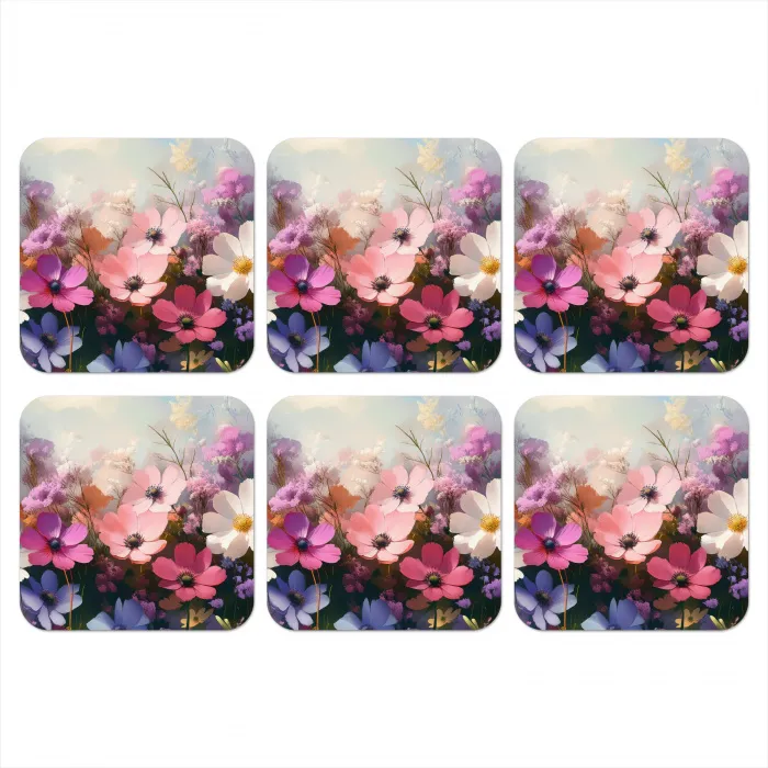 Bloemen - Kleurrijk - Bloei onderzetter kurk middel -3d
