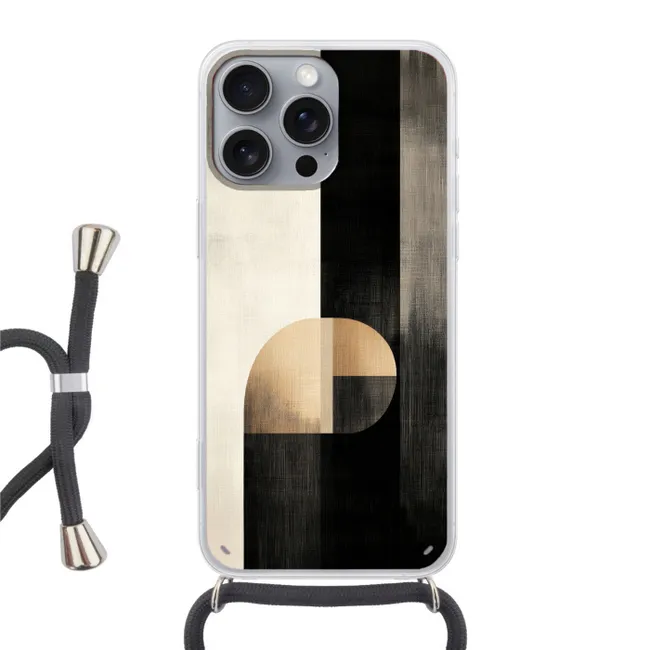 Telefoonhoesje met koord - Vormen - Modern - Zwart