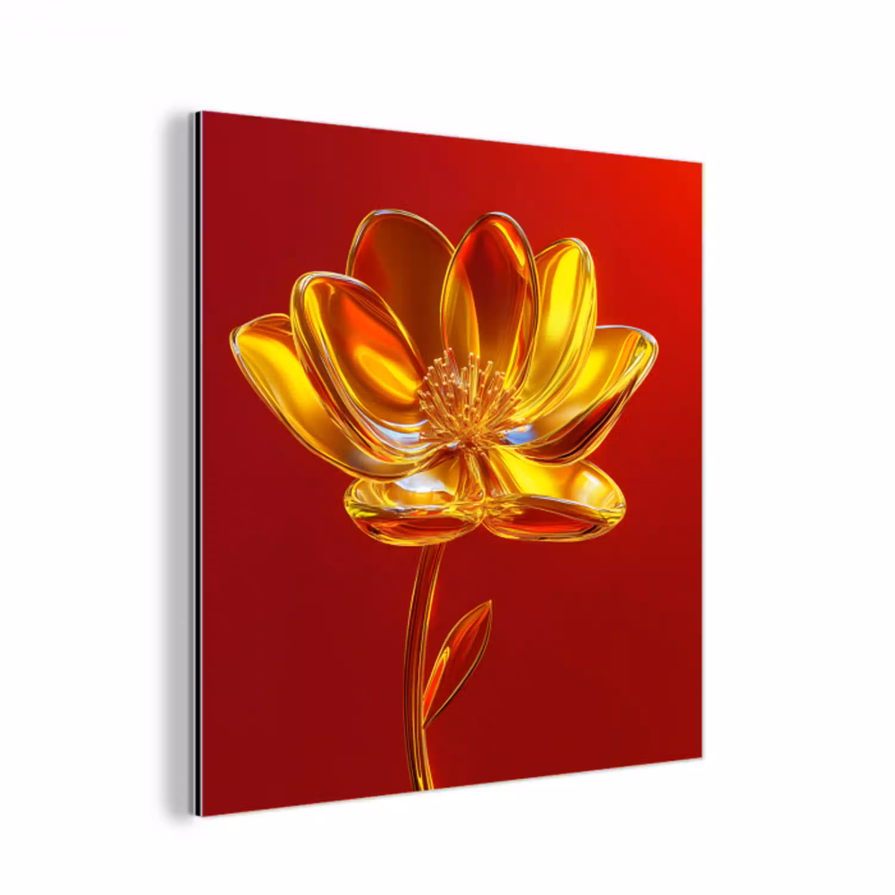 Bloem - Goud - Glazen aluminium wit klein -3d